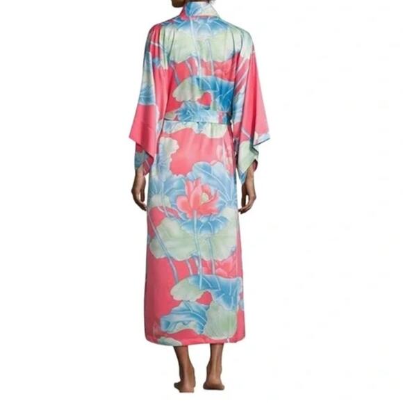 NATORI PRIVATE LUXURIES Liam Kimono Sleeve Long Robe Size L NWT Multicolored - Picture 2 of 8